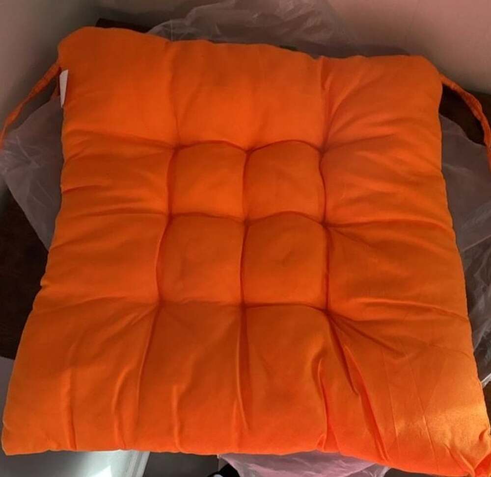 6 Orange Indoor Square Tufted Chair Pad with Ties